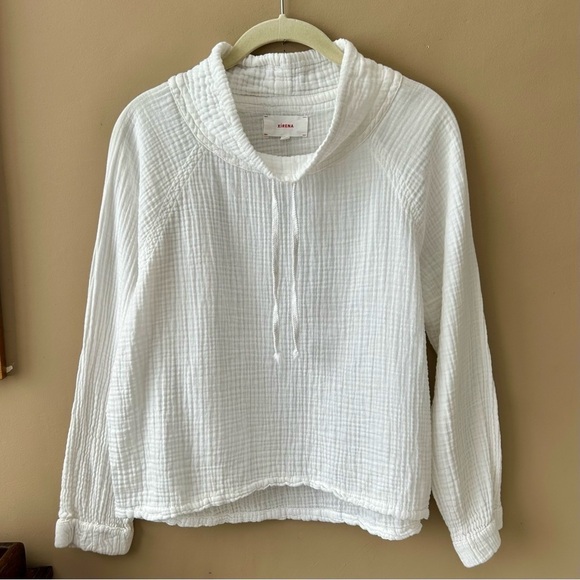 XIRENA Shay Drawstring Cowl Neck Gauze Top White Long Sleeve Pullover Size XS - Picture 4 of 15
